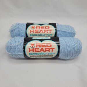 Red Heart Pompadour Yarn Baby Blue 802 2 Skeins 2 Oz Each Acrylic & Rayon